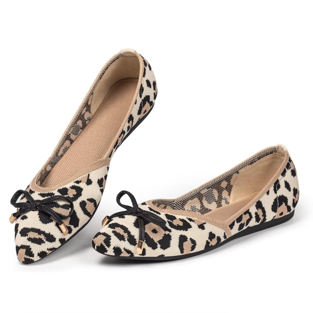 Leopard Print Ballet Flats with Bow NWT - image 1